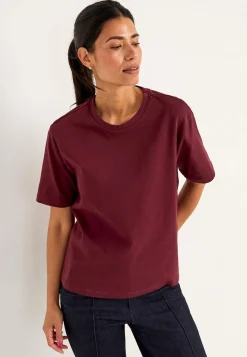 Toppe|T-Shirts-Cellbes of Sweden T-shirt i kraftig bomuldsjersey Vinrød