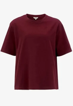 Toppe|T-Shirts-Cellbes of Sweden T-shirt i kraftig bomuldsjersey Vinrød