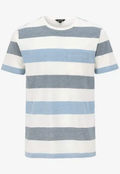 T-Shirts- T-shirt med brede striber Blå / Stribet