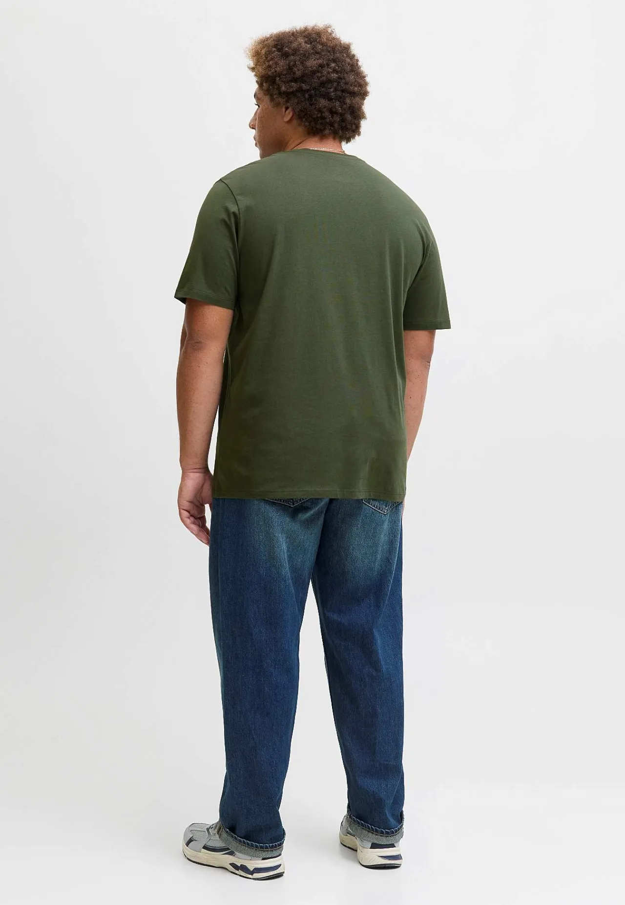 T-Shirts-JACK & JONES PLUS T-shirt med stort tryk ved fronten Mørkegrøn
