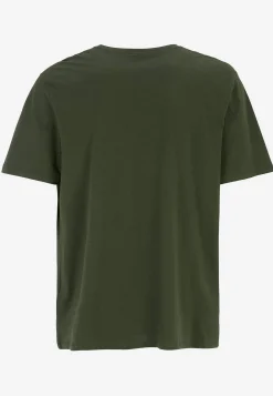 T-Shirts-JACK & JONES PLUS T-shirt med stort tryk ved fronten Mørkegrøn