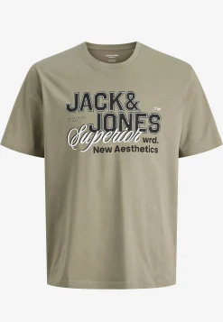 T-Shirts-JACK & JONES PLUS T-shirt med tryk Grøn