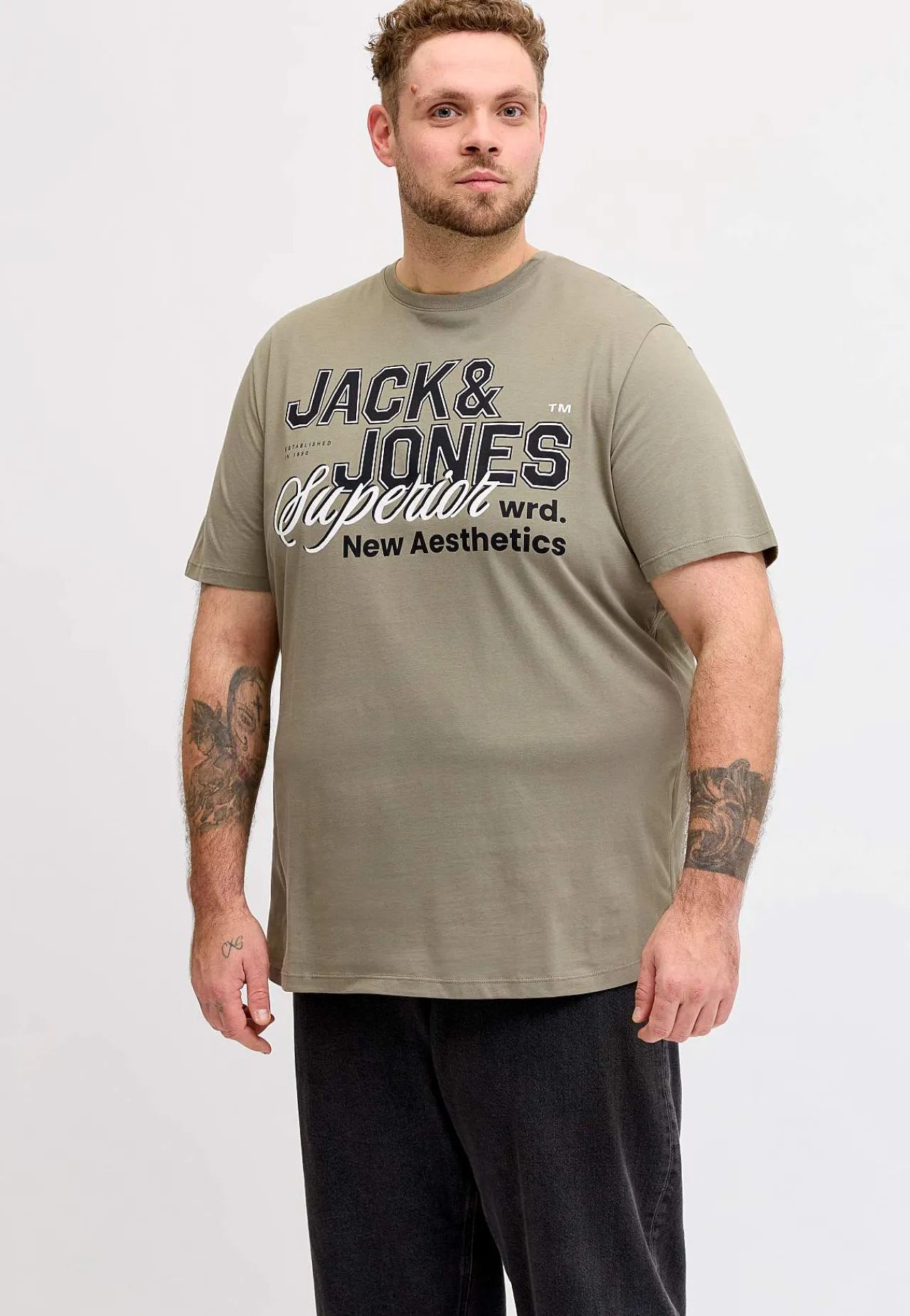 T-Shirts-JACK & JONES PLUS T-shirt med tryk Grøn
