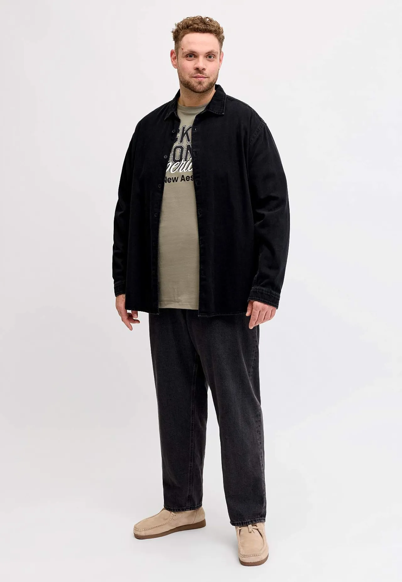 T-Shirts-JACK & JONES PLUS T-shirt med tryk Grøn