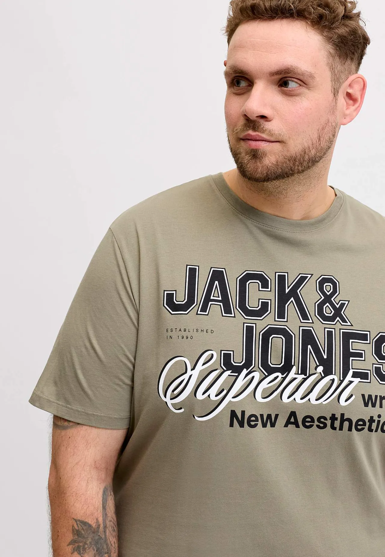 T-Shirts-JACK & JONES PLUS T-shirt med tryk Grøn