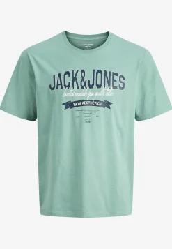 T-Shirts-JACK & JONES PLUS T-shirt med tryk Mintgrøn