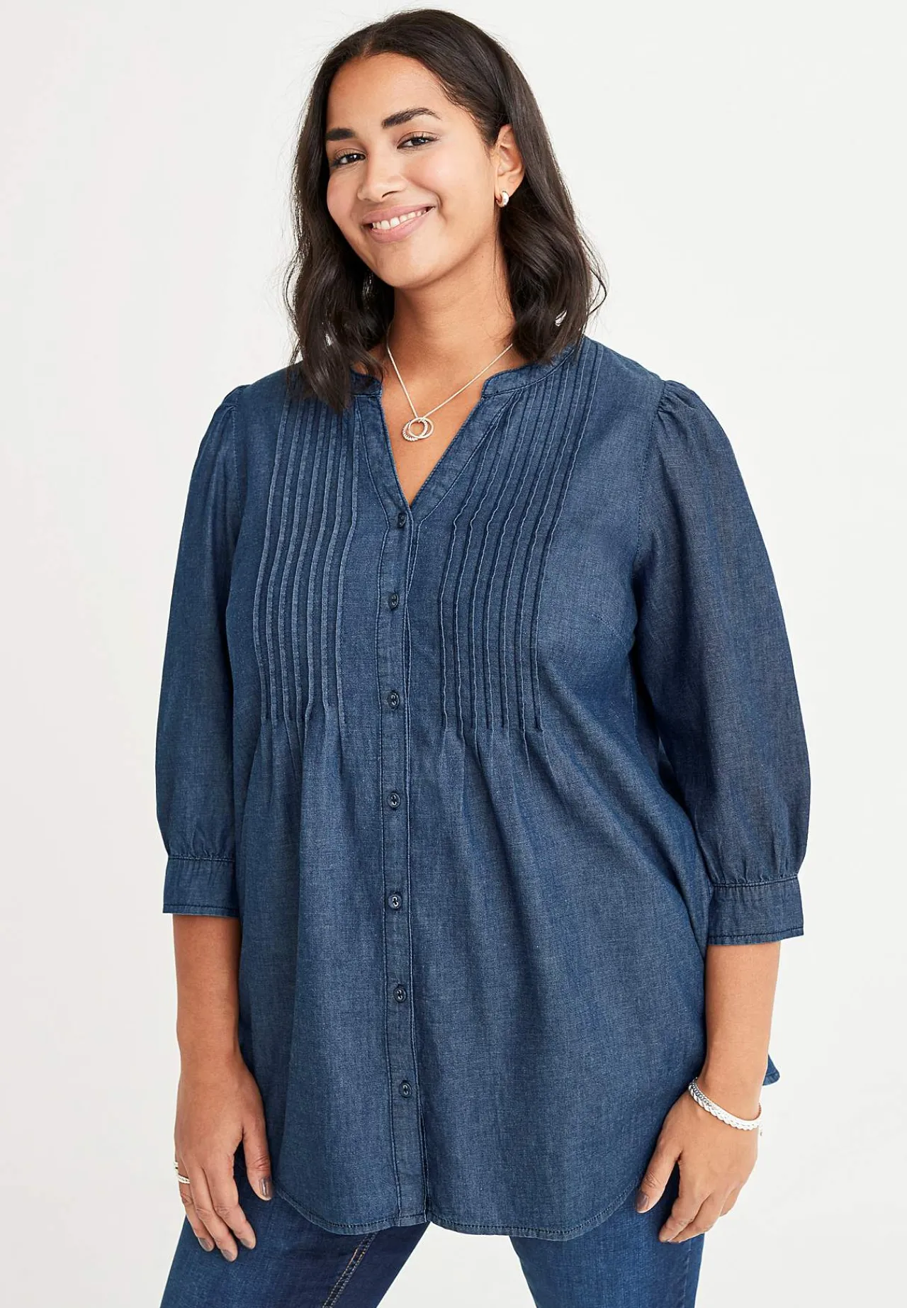 Denim|Denim-Toppe- Tunika i denim Mørkeblå