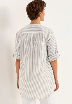 3/4 Ærmet|Skjorter- Tunika i seersucker Beige / Stribet