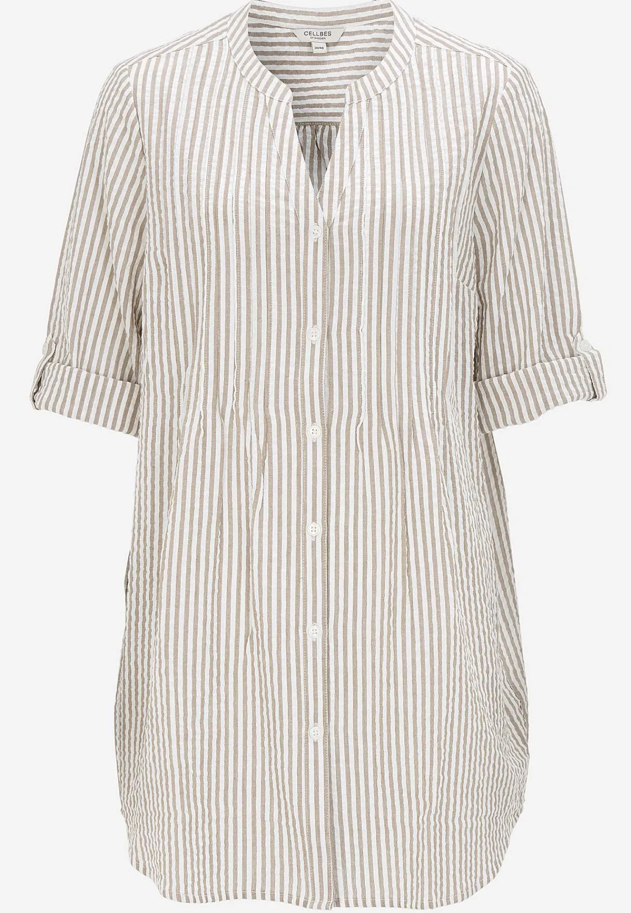 3/4 Ærmet|Skjorter- Tunika i seersucker Beige / Stribet
