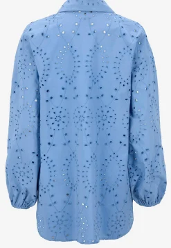 Bluser|Bluser Med Pufærmer- Tunika med broderi Blå