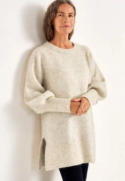 Strikkede|Tunika-Cellbes of Sweden Tunika Premium i mohair- og uldblanding Gråbeige / Meleret
