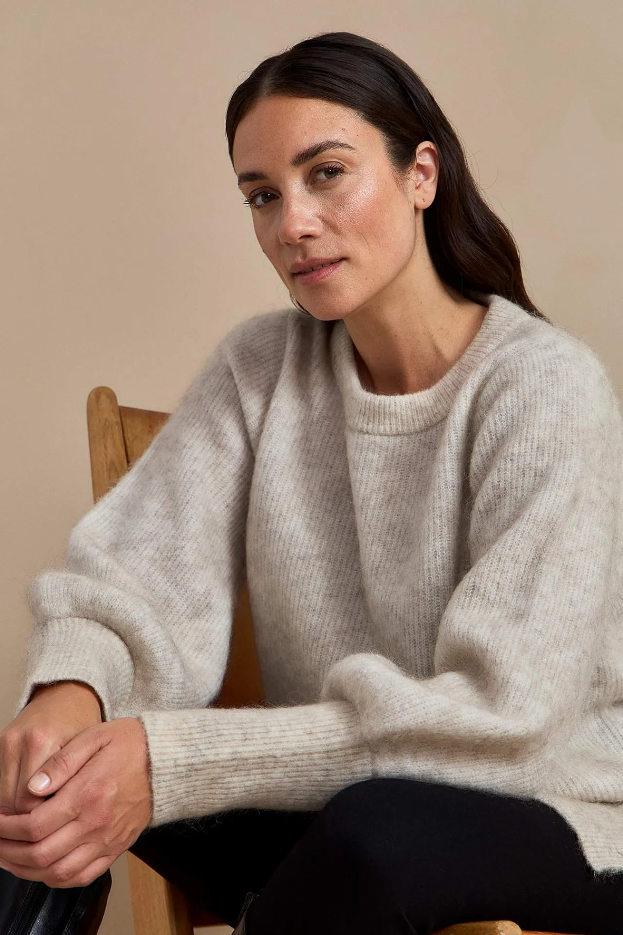 Strikkede|Tunika-Cellbes of Sweden Tunika Premium i mohair- og uldblanding Gråbeige / Meleret