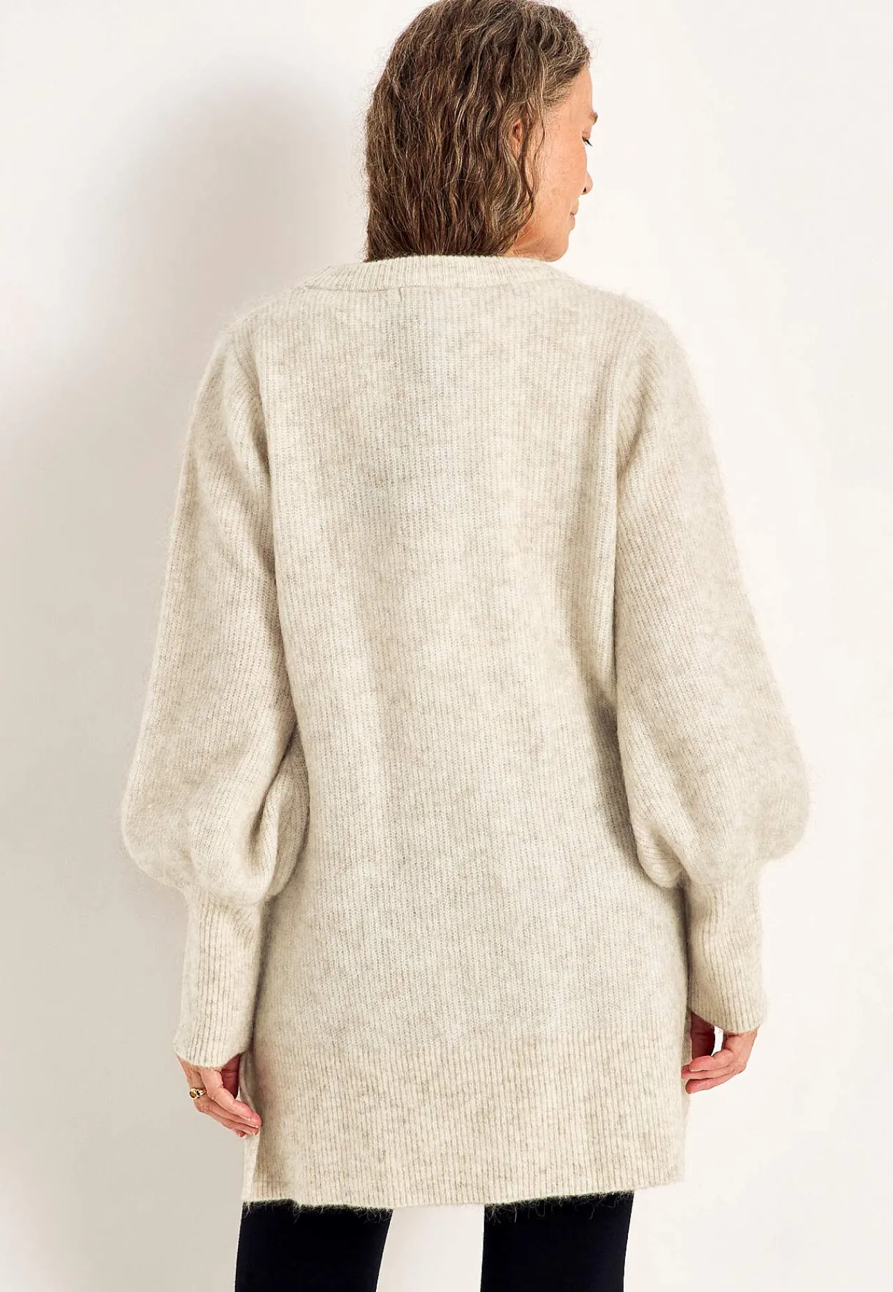 Strikkede|Tunika-Cellbes of Sweden Tunika Premium i mohair- og uldblanding Gråbeige / Meleret