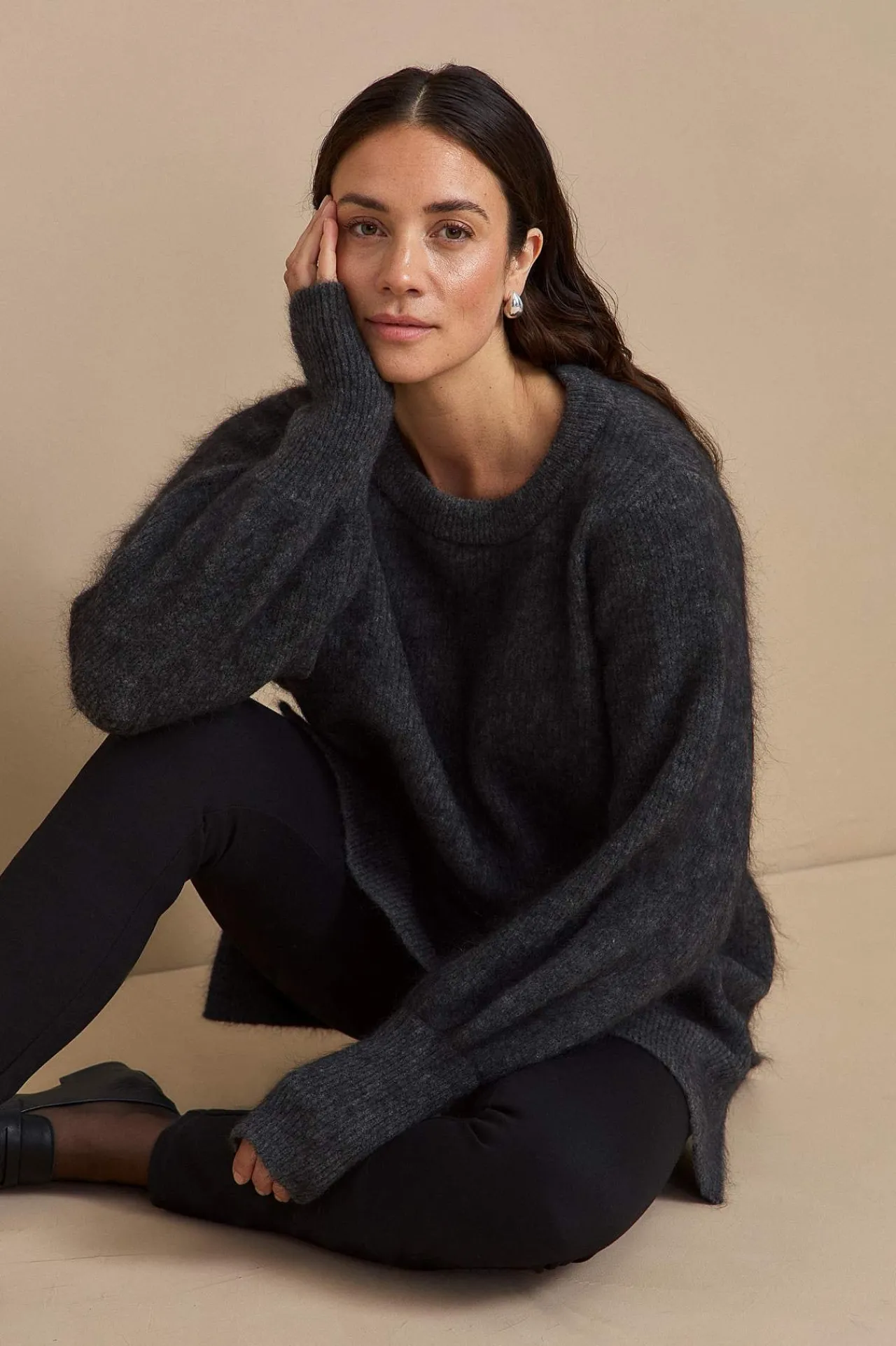 Strikkede|Tunika-Cellbes of Sweden Tunika Premium i mohair- og uldblanding Mørkegrå / Meleret