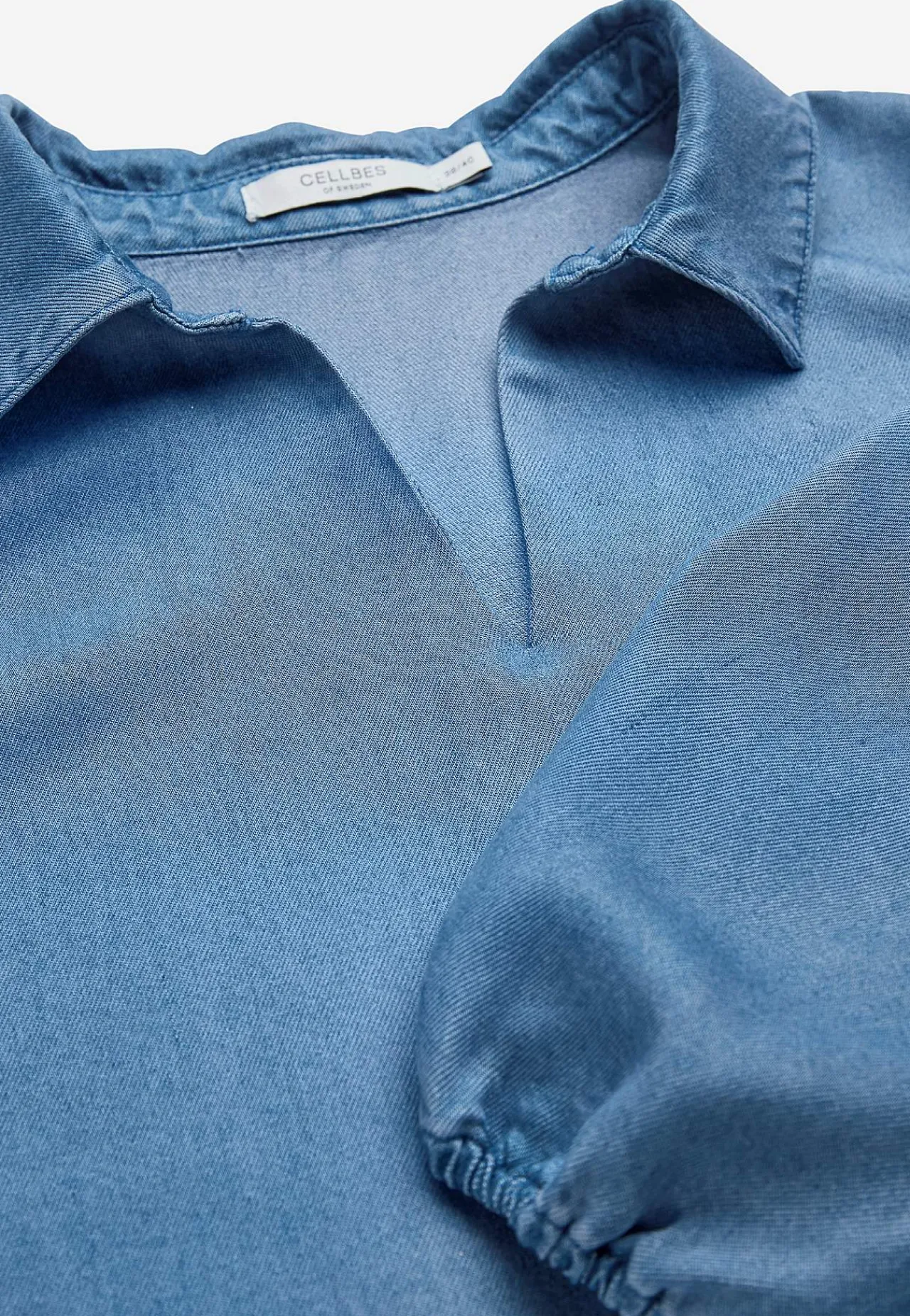 Maxikjoler|Denimkjoler-Cellbes of Sweden Ultrablød Premium cowboykjole med krave Mellemblå Denim