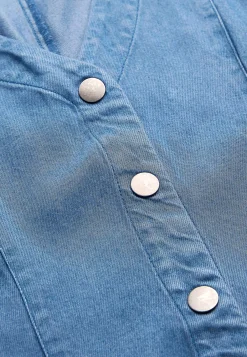 Maxikjoler|Denimkjoler-Cellbes of Sweden Ultrablød Premium cowboykjole med knapper Mellemblå Denim