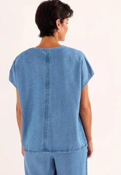 Premium|Premium-Cellbes of Sweden Ultrablød Premium cowboyskjorte Mellemblå Denim