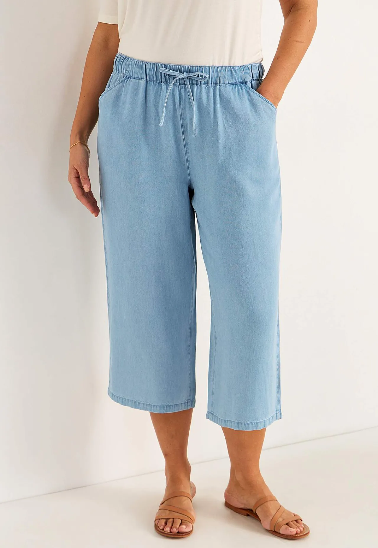 Culottes|Høj Talje-Cellbes of Sweden Ultrabløde Premium culottebukser Lyseblå / Denim