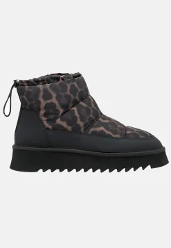 Boots|Vintersko- Varmt foret vinterstøvle med leopardprint Sort / Leopard