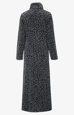 Undertøj|Nat- Og Hyggetøj- Velour, lang morgenkåbe Wilma Leopard