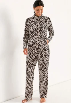 Matchende Sæt|Undertøj-Cellbes of Sweden Velourjakke med lynlås Wilma Beige / Leopard