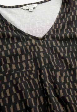 Korte Kjoler-Cellbes of Sweden V-udskåret jerseykjole Sort/Nougat/Mønstret