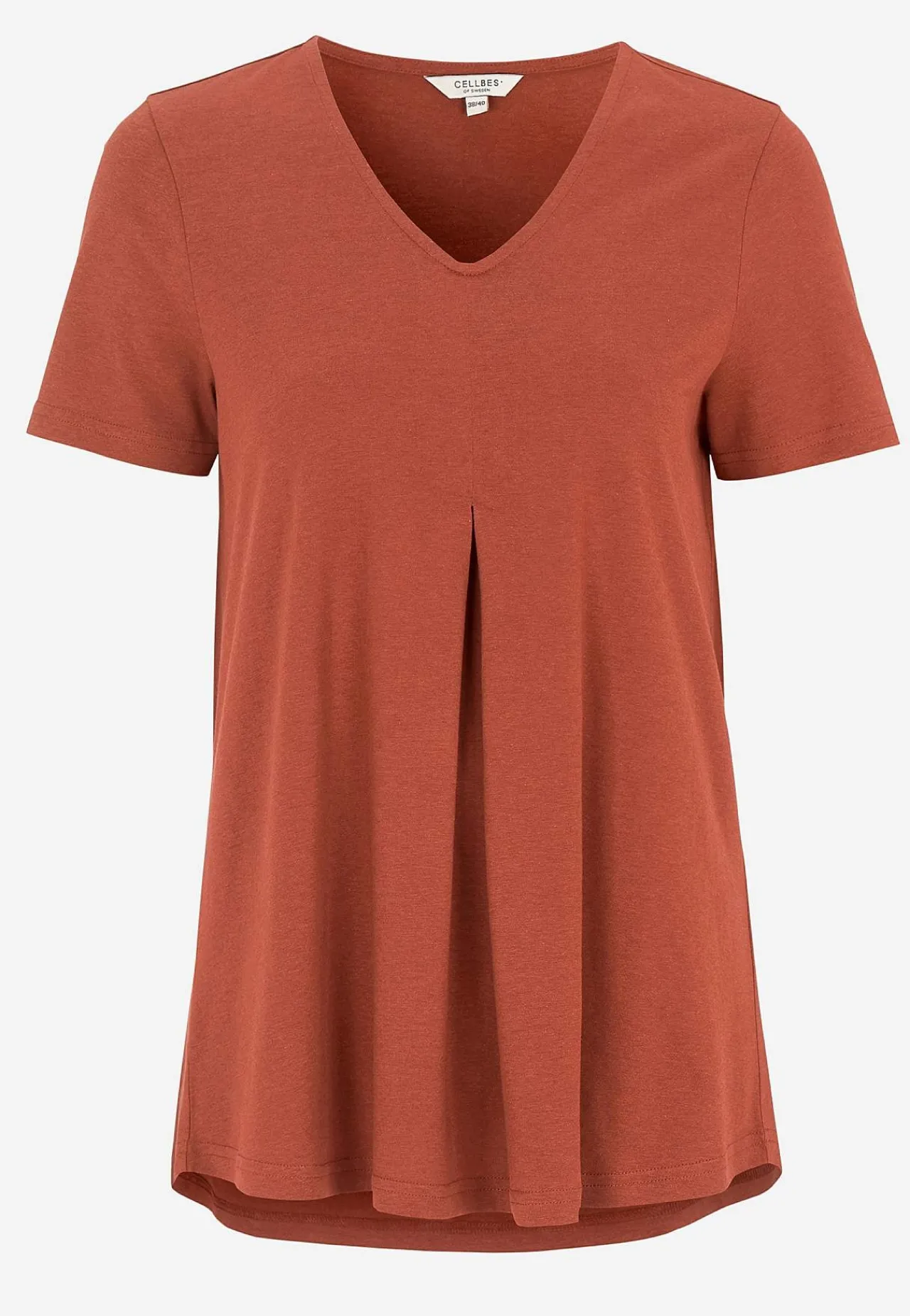 Toppe|T-Shirts-Cellbes of Sweden V-udskåret jerseytop Rust