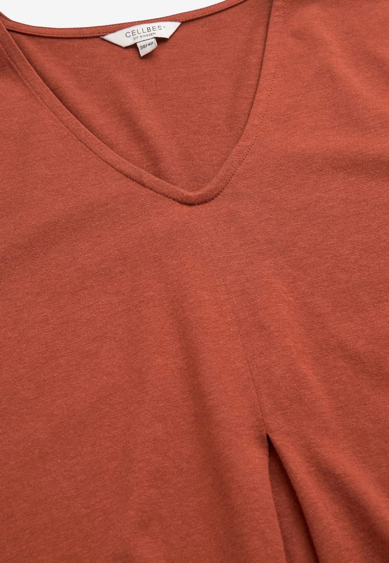Toppe|T-Shirts-Cellbes of Sweden V-udskåret jerseytop Rust