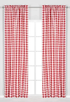 Gardinlængder|Flerpak-Cellbes of Sweden Vævede, ternede panelgardiner 2-pack Rød / Hvid / Ternet