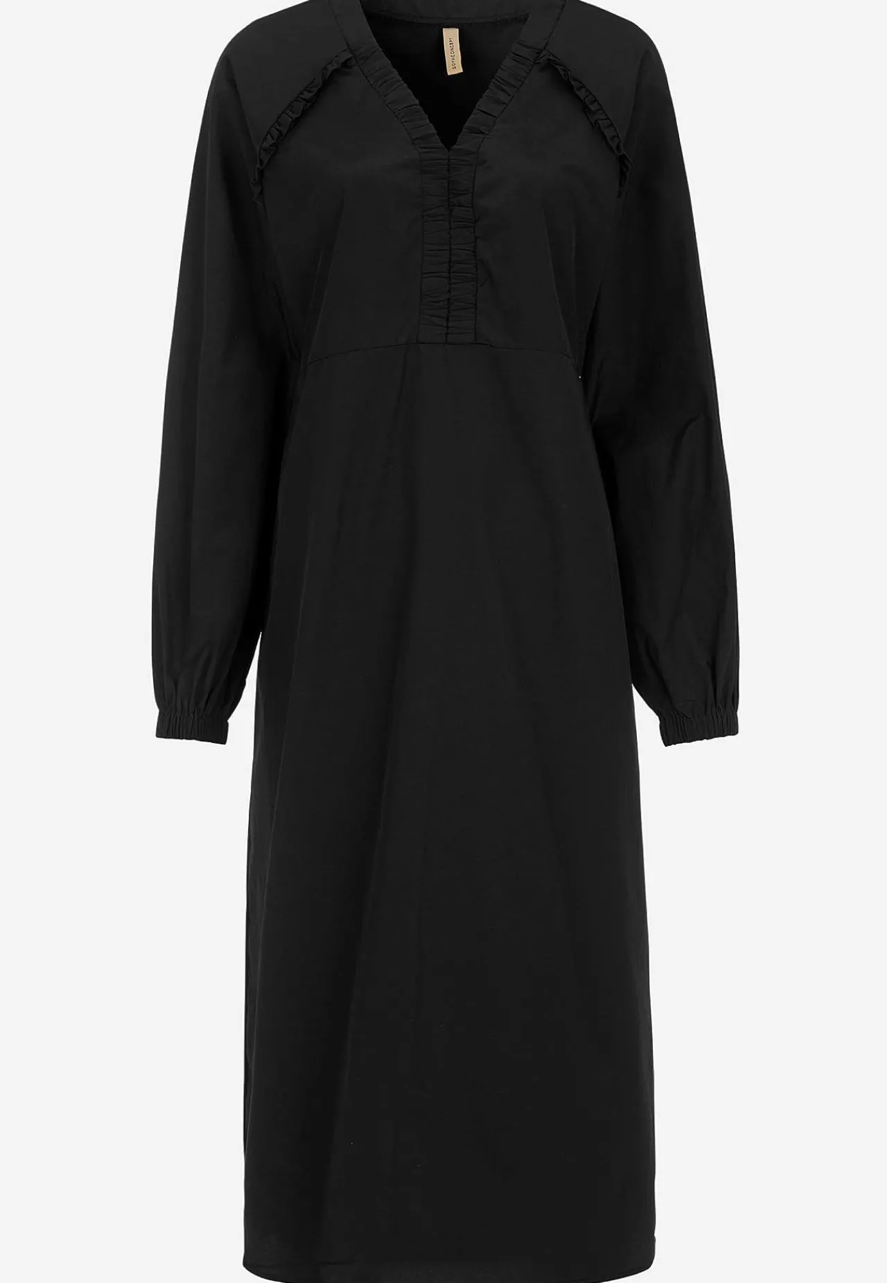Midikjoler- Vævet kjole i poplin Sort