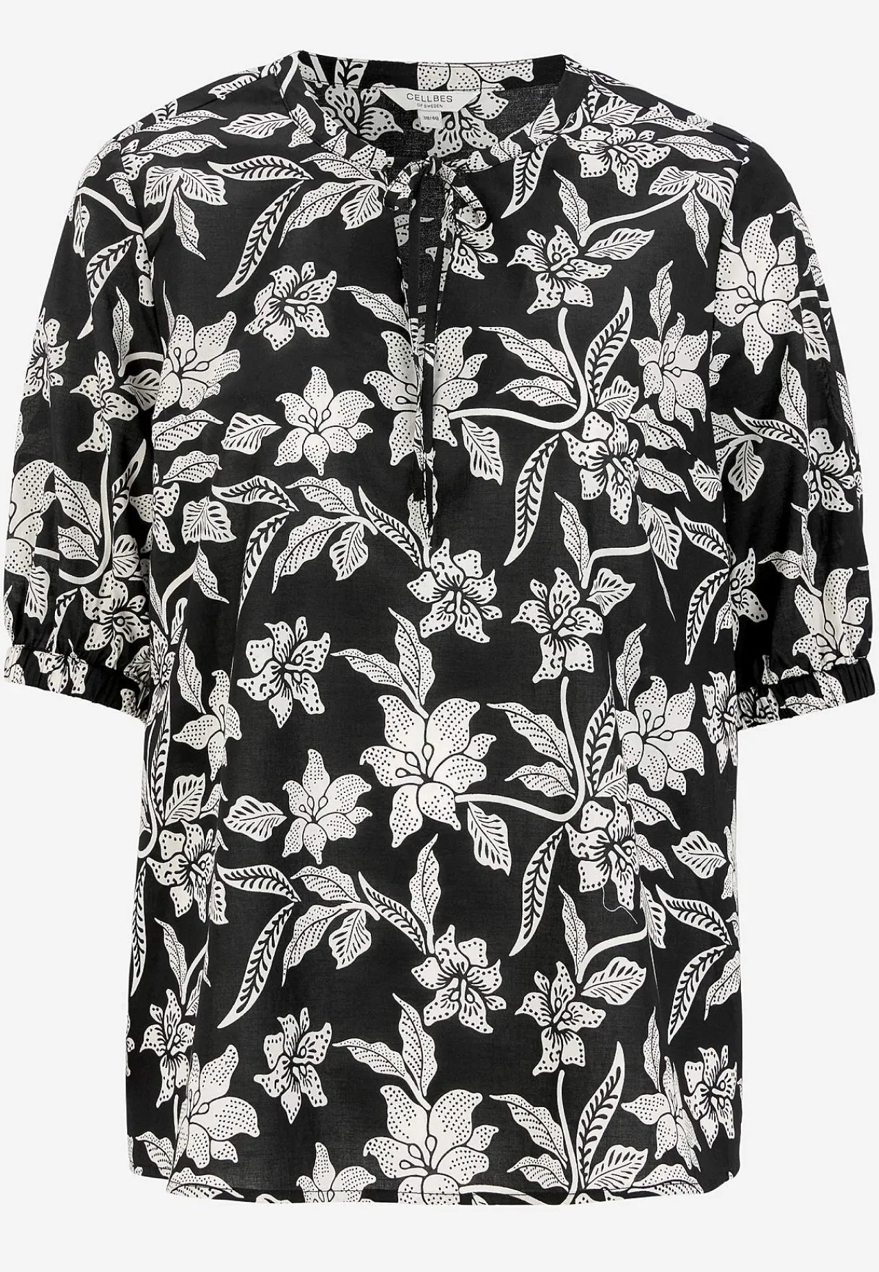 Mønstrede|Bluser-Cellbes of Sweden Vævet, mønstret bluse Sort / Blomstret
