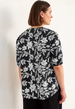 Mønstrede|Bluser-Cellbes of Sweden Vævet, mønstret bluse Sort / Blomstret