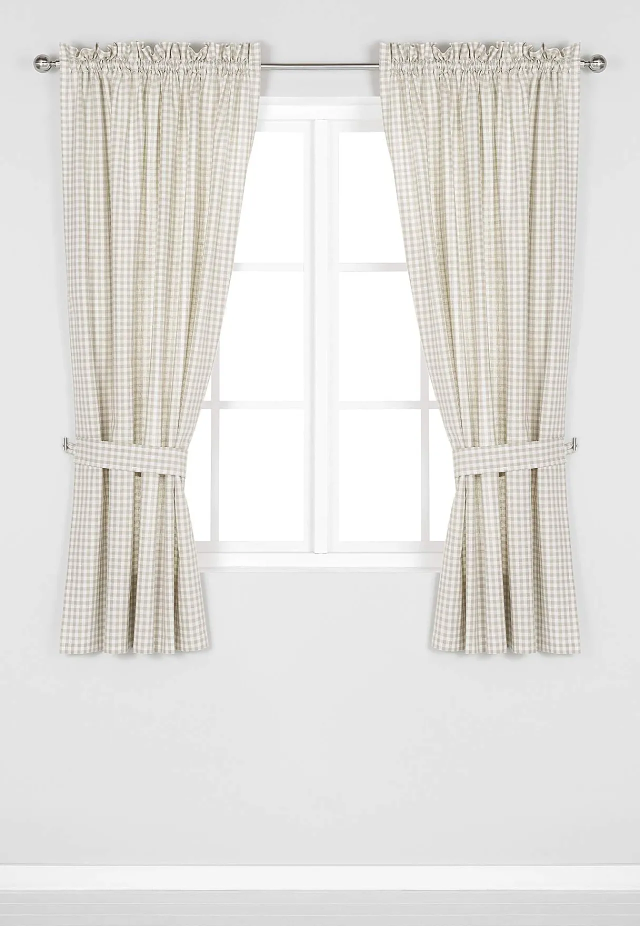 Gardinlængder|Flerpak- Vævet, ternet panelgardiner 2-pack Beige / Offwhite / Ternet