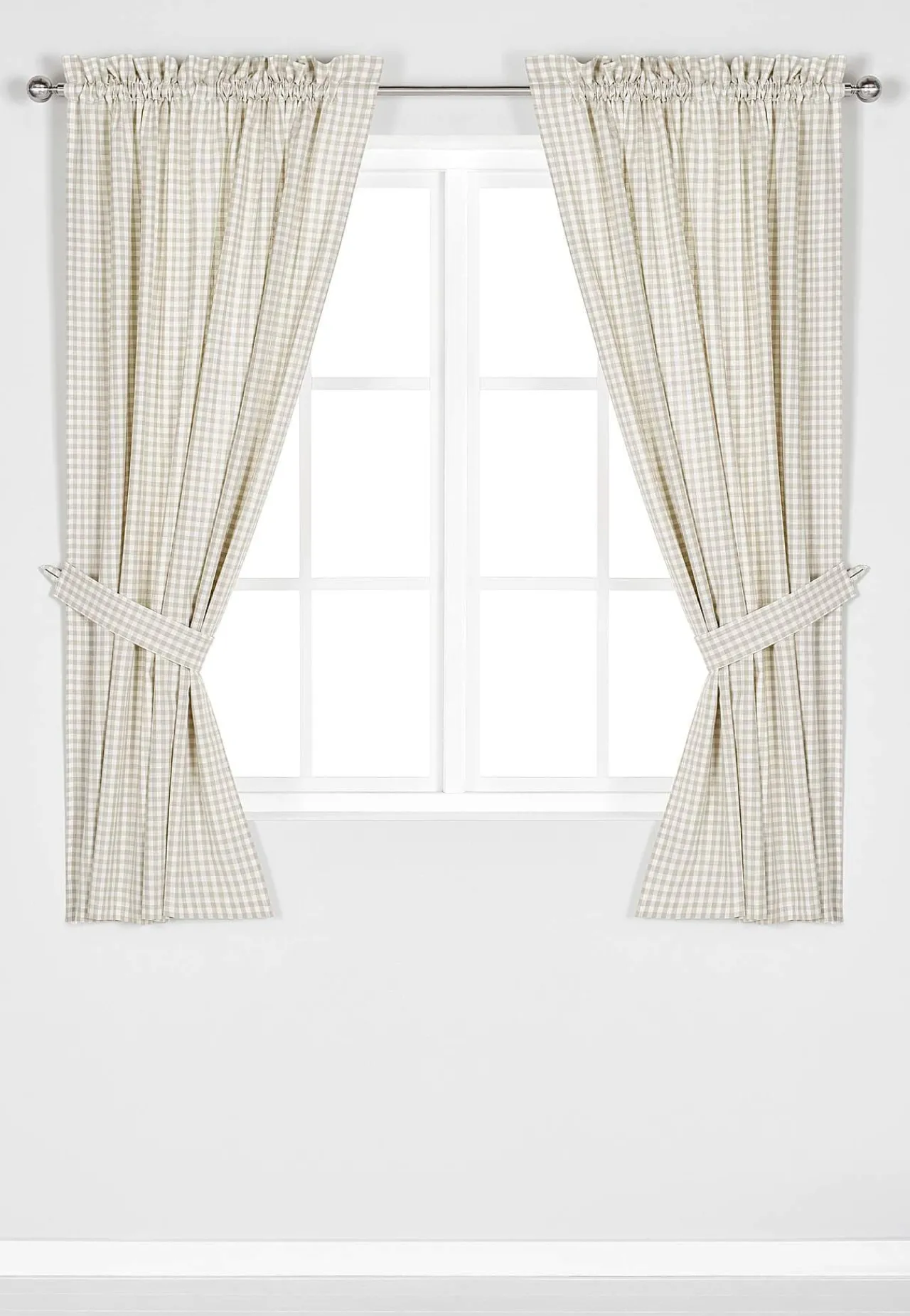Gardinlængder|Flerpak- Vævet, ternet panelgardiner 2-pack Beige / Offwhite / Ternet
