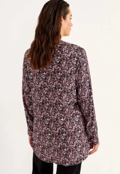 Mønstrede-Cellbes of Sweden Vævet tunika med knapper Sort / Rosa / Blomstret